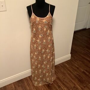 Cabernet vintage sleep wear size small paisley tan animal print slip‎ dress
